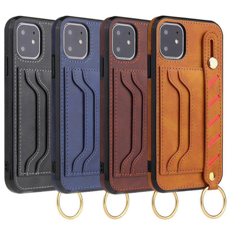 Kunstleder Kartenfach Hülle/Case mit Halteband für iPhone 16, 15, 14-Serie | ZITOCASES®