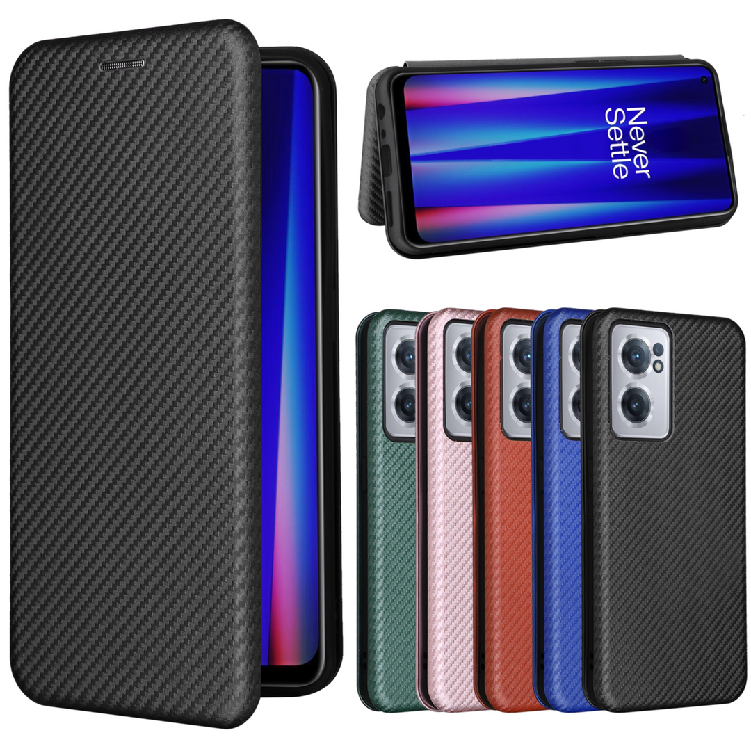 Kunstleder Carbon Klapp Hülle/Flip Case für OnePlus 13R, 13, 12R, 12, 11, 10T, 10 Pro, 9, 9 Pro, 8, 8 Pro, 8T, Nord, 4, 3, 2, CE | ZITOCASES®