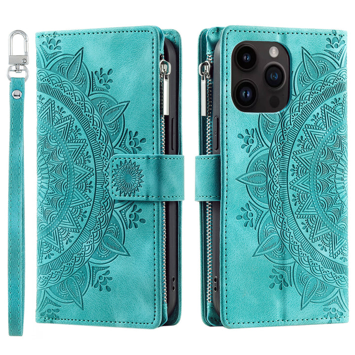 Mandala-Blumen Kunstleder Klapp Hülle/Flip Case für iPhone 16, 16 Plus, 16 Pro, 16 Pro Max, 15, 15 Plus, 15 Pro, 15 Pro Max, 14, 14 Plus, 14 Pro, 14 Pro Max, 13, 13 Pro, 13 Pro Max, 13 Mini, 12, 12 Pro, 12 Pro Max, 12 Mini, SE, 11, 11 Pro, 11 Pro Max | ZITOCASES®