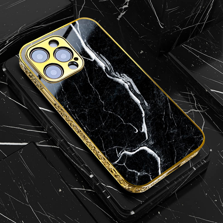 Marmor/Panzerglas Luxus/Gold Hülle/Case für iPhone 16-Serie | ZITOCASES®