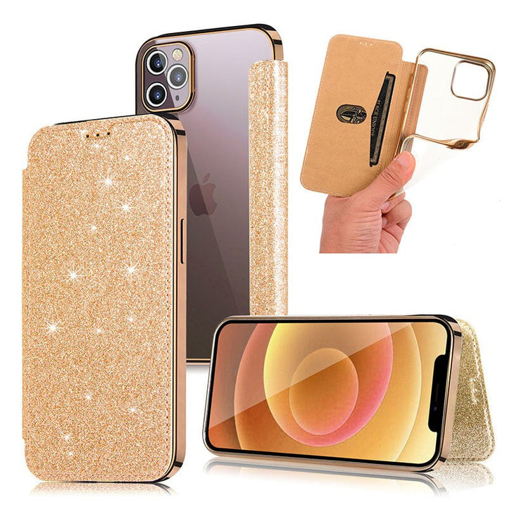 Glitzer Kunstleder Klapp Hülle/Flip Case für iPhone 16, 15, 14-Serie | ZITOCASES®