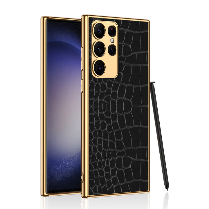 Luxus Krokodil Kunstleder/Gold Optik Hülle/Case für Samsung Galaxy S24, S23, S22, S21-Serie | ZITOCASES®