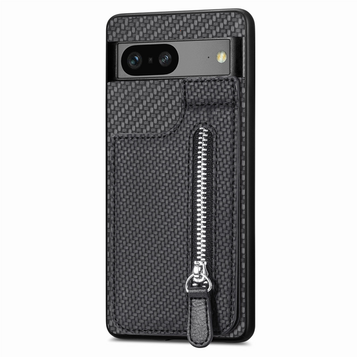 Kunstleder/Carbon Optik Kartenfach Hülle/Case für Google Pixel 9, 9 Pro, 9 Pro XL, 8, 8 Pro, 8A, 7, 7 Pro, 7A, 6, 6 Pro, 6A, 5, 4, 4 XL, 4A, 3 XL, 3A, 3A XL | ZITOCASES®