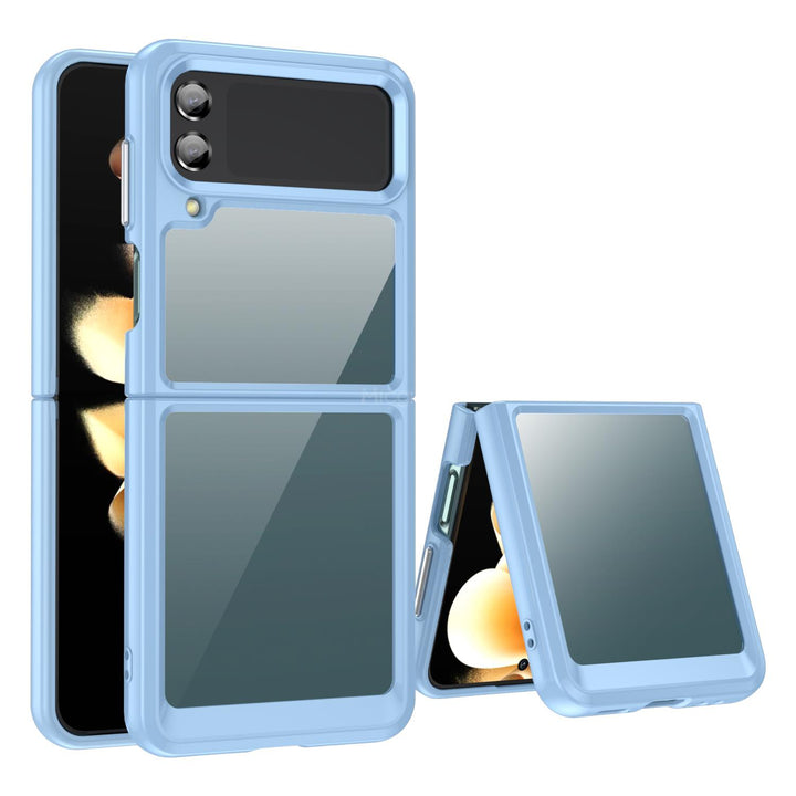 Transparente Silikon/Plastik Hülle/Case mit buntem Rahmen für Samsung Galaxy Z Flip 6, 5, 4, 3 | ZITOCASES®