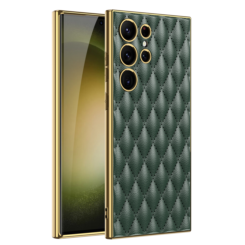 Karierte Kunstleder/Gold Optik Hülle/Case für Samsung Galaxy Note, S24, S23, S22-Serie | ZITOCASES®