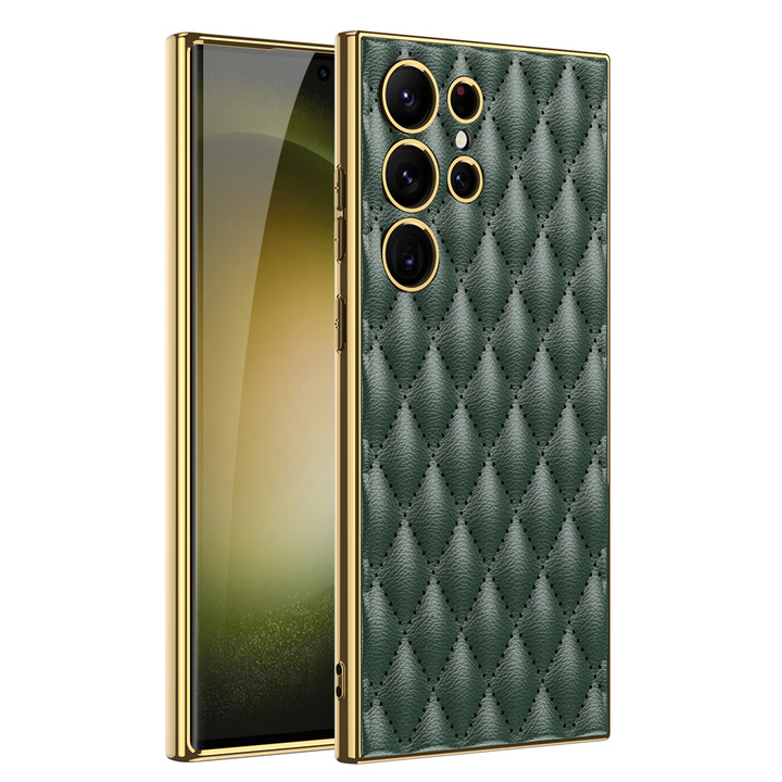 Karierte Kunstleder/Gold Optik Hülle/Case für Samsung Galaxy Note, S24, S23, S22-Serie | ZITOCASES®