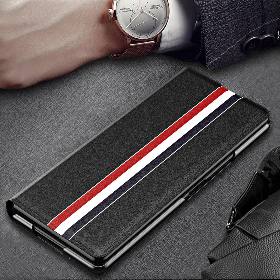 Gestreifte Kunstleder Klapp Hülle/Flip Case für Samsung Galaxy Z Fold 6, 5, 4, 3, 2 | ZITOCASES®