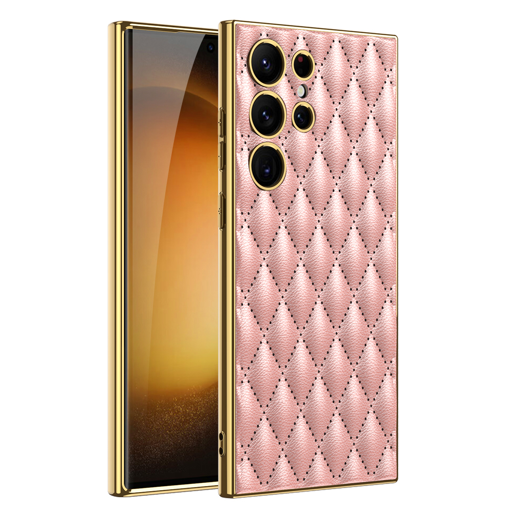 Karierte Kunstleder/Gold Optik Hülle/Case für Samsung Galaxy Note, S25, S24, S23, S22-Serie | ZITOCASES®