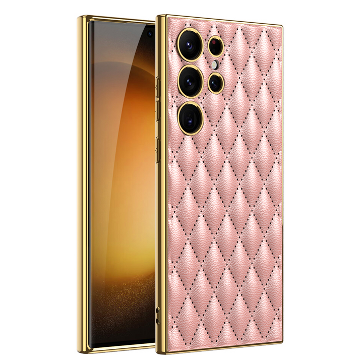 Karierte Kunstleder/Gold Optik Hülle/Case für Samsung Galaxy Note, S24, S23, S22-Serie | ZITOCASES®