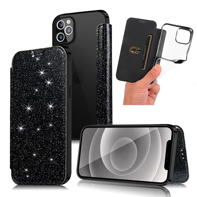 Glitzer Kunstleder Klapp Hülle/Flip Case für iPhone 16, 15, 14-Serie | ZITOCASES®