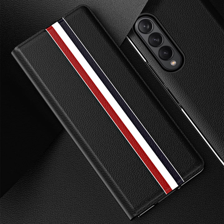 Gestreifte Kunstleder Klapp Hülle/Flip Case für Samsung Galaxy Z Fold 6, 5, 4, 3, 2 | ZITOCASES®