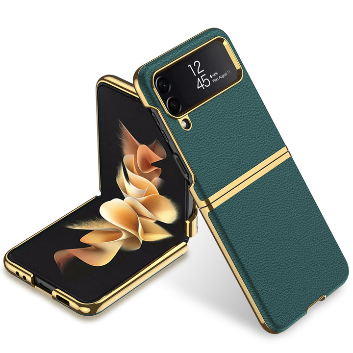 Luxus Kunstleder/Gold Optik Hülle/Case für Samsung Galaxy Z Flip 6, 5, 4, 3 | ZITOCASES®