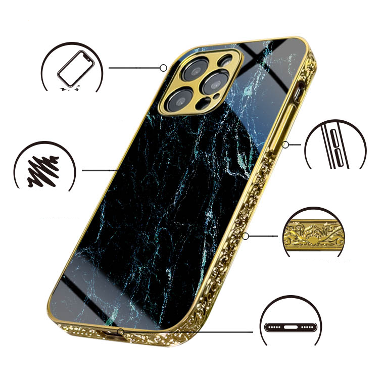 Marmor/Panzerglas Luxus/Gold Hülle/Case für iPhone 16-Serie | ZITOCASES®