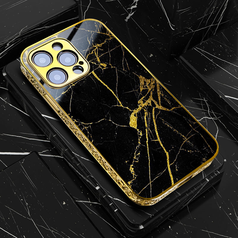 Marmor/Panzerglas Luxus/Gold Hülle/Case für iPhone 16-Serie | ZITOCASES®