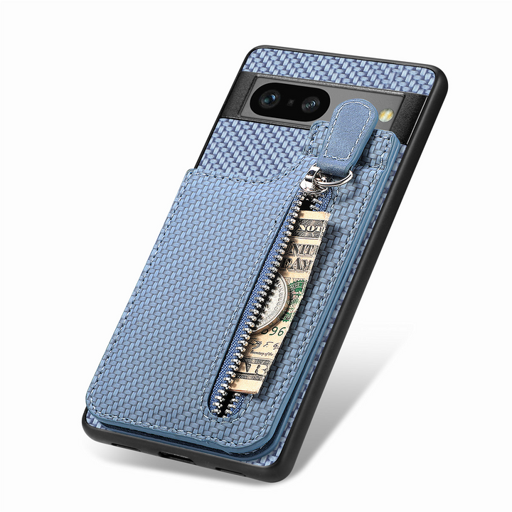 Kunstleder/Carbon Optik Kartenfach Hülle/Case für Google Pixel 9, 9 Pro, 9 Pro XL, 8, 8 Pro, 8A, 7, 7 Pro, 7A, 6, 6 Pro, 6A, 5, 4, 4 XL, 4A, 3 XL, 3A, 3A XL | ZITOCASES®