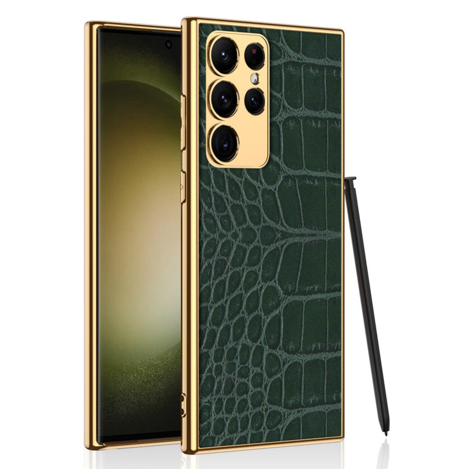 Luxus Krokodil Kunstleder/Gold Optik Hülle/Case für Samsung Galaxy S24, S23, S22, S21-Serie | ZITOCASES®