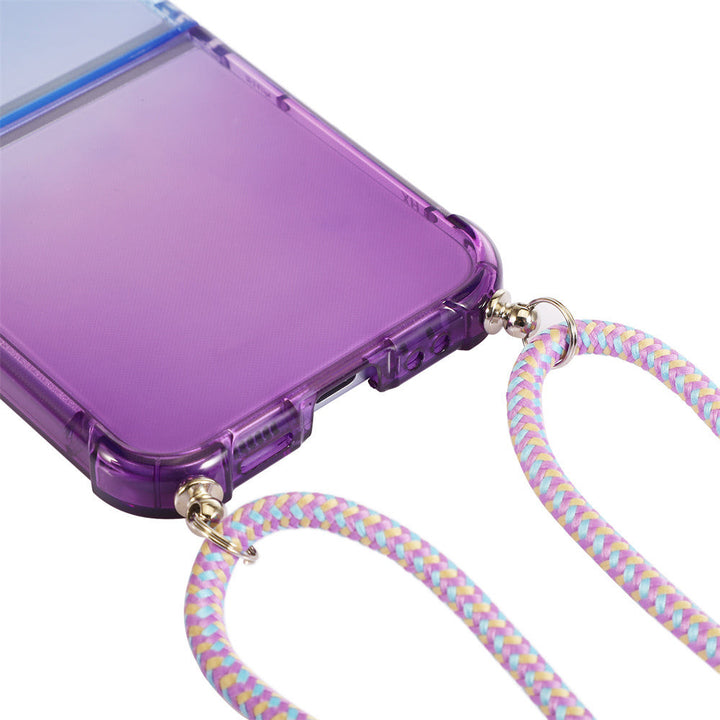 Transparente/Regenbogen Silikon Hülle/Case zum Umhängen (Inkl. Kordel) für Samsung Galaxy Z Flip 6, 5, 4, 3 | ZITOCASES®