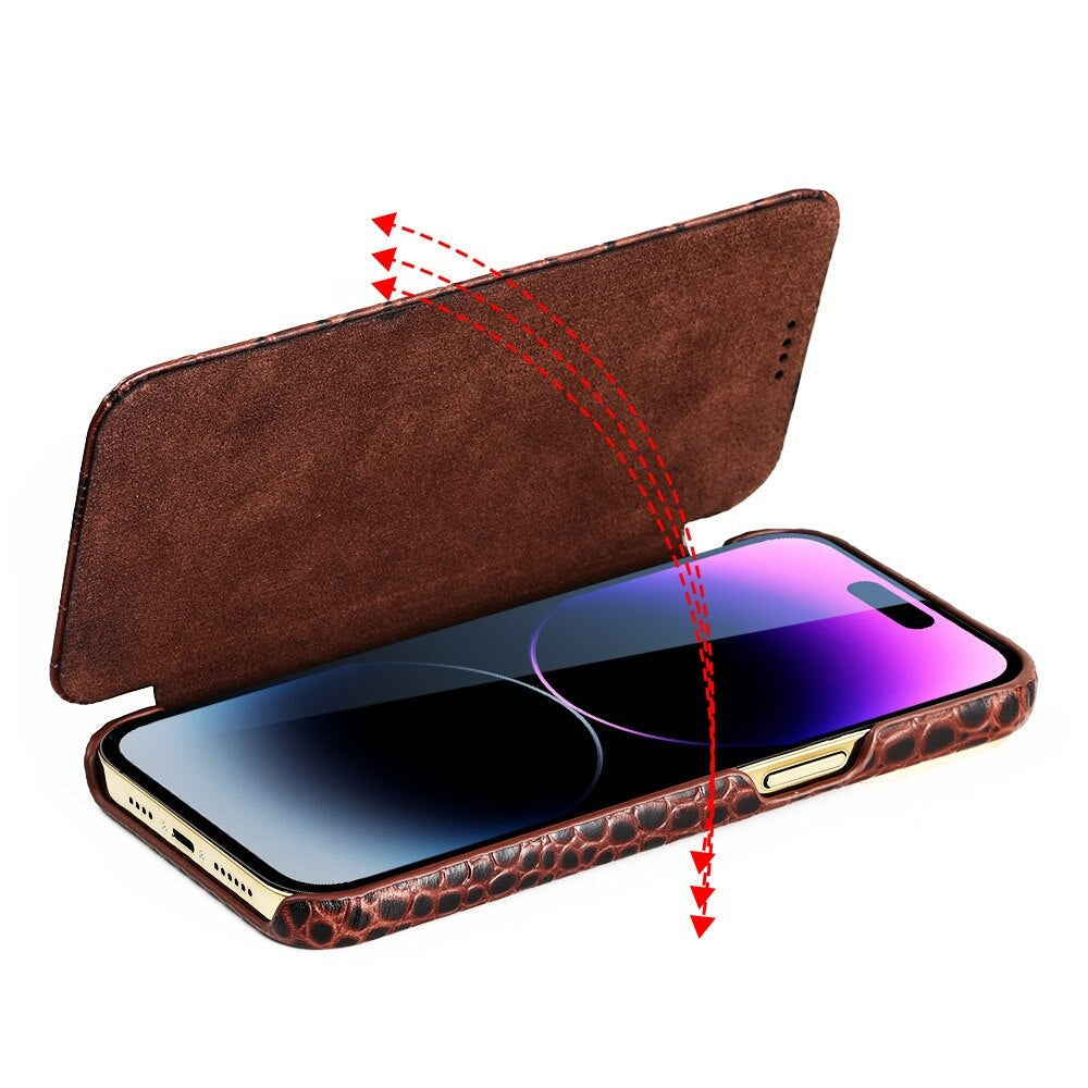 Krokodil-Leder Optik Klapp Hülle/Flip Case für iPhone 16, 16 Plus, 16 Pro, 16 Pro Max, 16e, 15, 15 Plus, 15 Pro, 15 Pro Max, 14, 14 Plus, 14 Pro, 14 Pro Max, 13, 13 Pro, 13 Pro Max, 13 Mini, 12, 12 Pro, 12 Pro Max, 12 Mini, SE, 11, 11 Pro, 11 Pro Max | ZITOCASES®