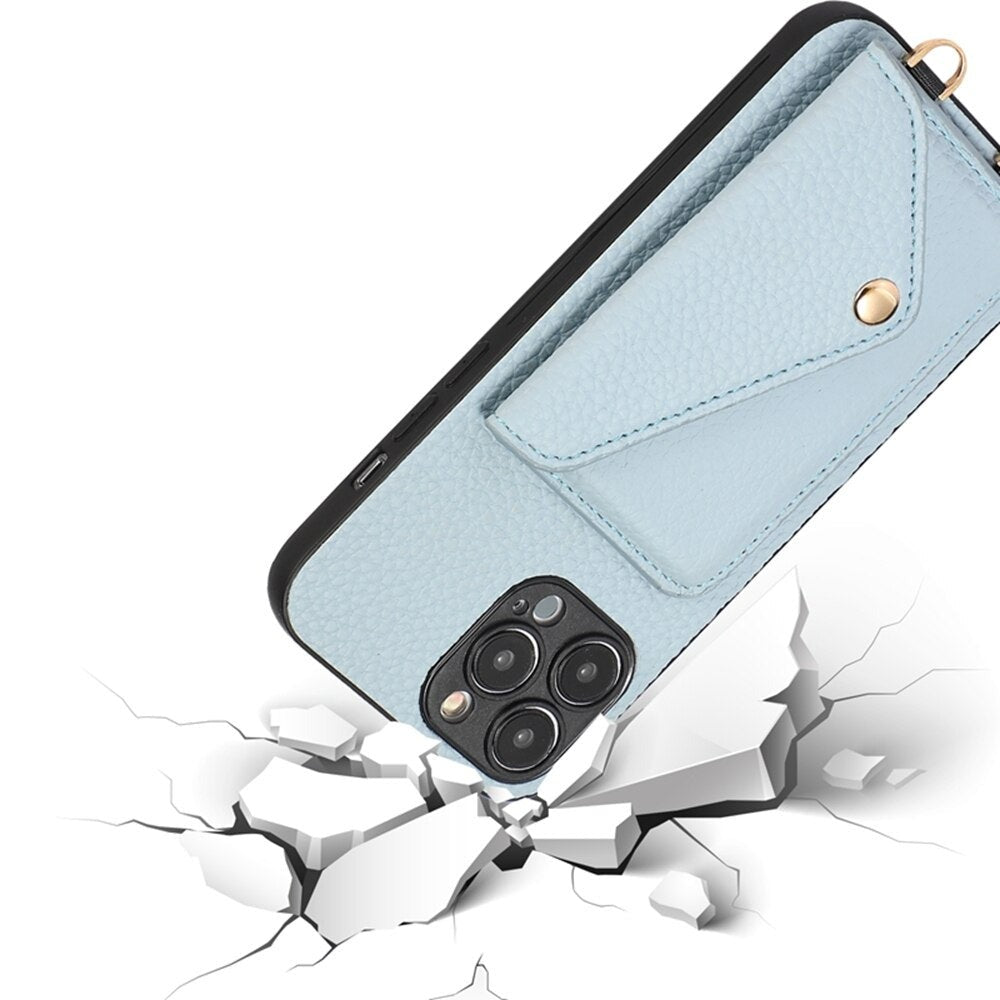 Kunstleder Kartenfach/Brieftaschen Hülle/Case zum Umhängen (Inkl. Kordel) für iPhone 16, 16 Plus, 16 Pro, 16 Pro Max, 16e, 15, 15 Plus, 15 Pro, 15 Pro Max, 14, 14 Plus, 14 Pro, 14 Pro Max, 13, 13 Pro, 13 Pro Max, 13 Mini, 12, 12 Pro, 12 Pro Max | ZITOCASES®