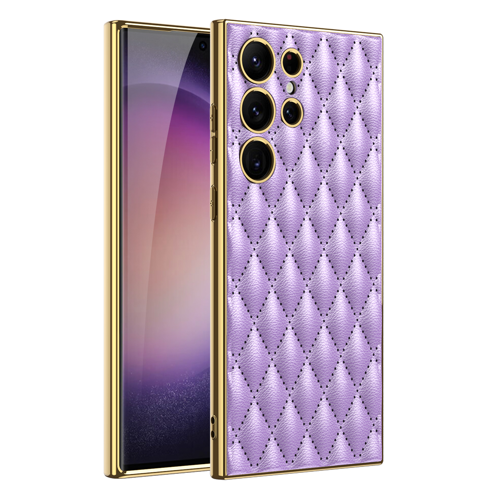 Karierte Kunstleder/Gold Optik Hülle/Case für Samsung Galaxy Note, S25, S24, S23, S22-Serie | ZITOCASES®