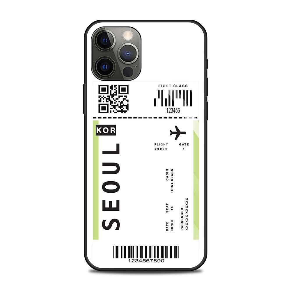 Flugticket/Reise Motiv Panzerglas Hülle/Case für iPhone 16, 16 Plus, 16 Pro, 16 Pro Max, 16e, 15, 15 Plus, 15 Pro, 15 Pro Max, 14, 14 Plus, 14 Pro, 14 Pro Max, 13, 13 Pro, 13 Pro Max, 13 Mini, 12, 12 Pro, 12 Pro Max, 12 Mini, SE, 11, 11 Pro, 11 Pro Max | ZITOCASES®