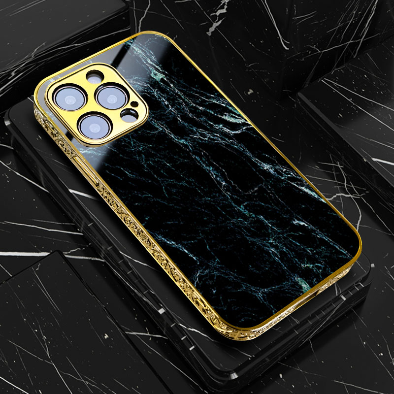 Marmor/Panzerglas Luxus/Gold Hülle/Case für iPhone 16-Serie | ZITOCASES®