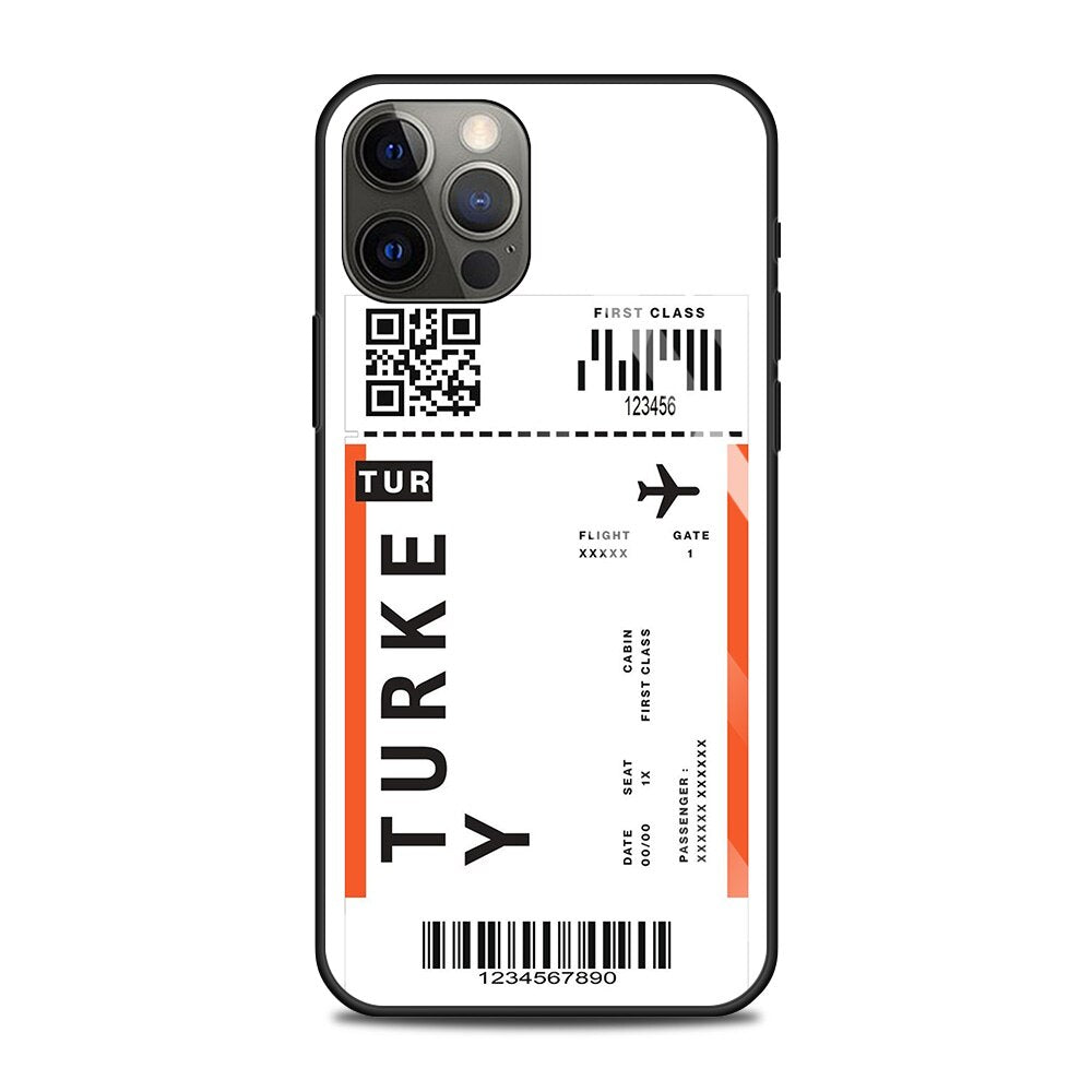 Flugticket/Reise Motiv Panzerglas Hülle/Case für iPhone 16, 16 Plus, 16 Pro, 16 Pro Max, 16e, 15, 15 Plus, 15 Pro, 15 Pro Max, 14, 14 Plus, 14 Pro, 14 Pro Max, 13, 13 Pro, 13 Pro Max, 13 Mini, 12, 12 Pro, 12 Pro Max, 12 Mini, SE, 11, 11 Pro, 11 Pro Max | ZITOCASES®