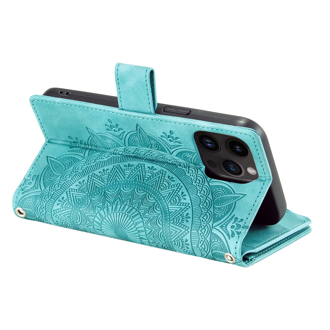 Mandala-Blumen Kunstleder Klapp Hülle/Flip Case für iPhone 16, 16 Plus, 16 Pro, 16 Pro Max, 15, 15 Plus, 15 Pro, 15 Pro Max, 14, 14 Plus, 14 Pro, 14 Pro Max, 13, 13 Pro, 13 Pro Max, 13 Mini, 12, 12 Pro, 12 Pro Max, 12 Mini, SE, 11, 11 Pro, 11 Pro Max | ZITOCASES®