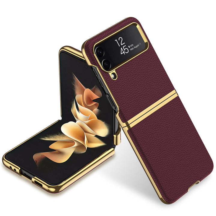 Luxus Kunstleder/Gold Optik Hülle/Case für Samsung Galaxy Z Flip 6, 5, 4, 3 | ZITOCASES®