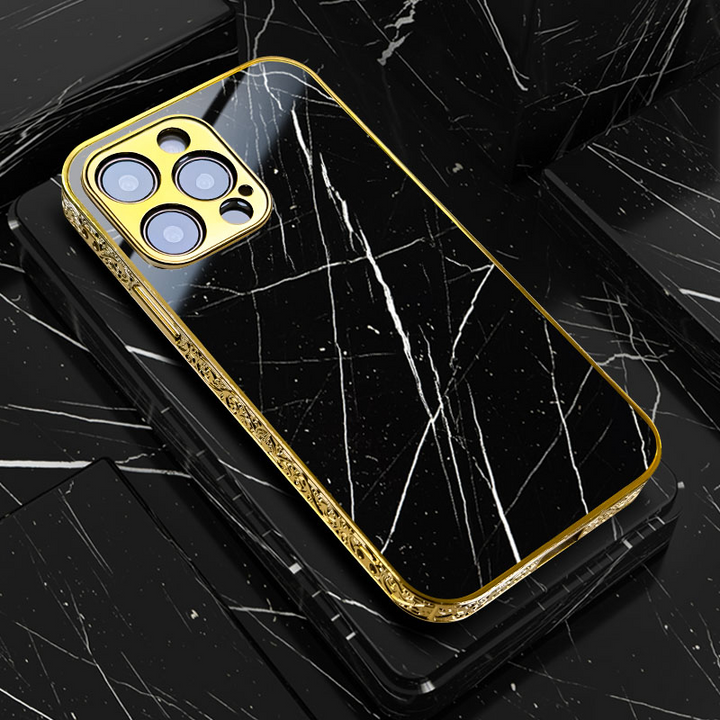 Marmor/Panzerglas Luxus/Gold Hülle/Case für iPhone 16-Serie | ZITOCASES®