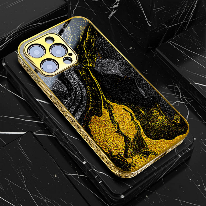 Marmor/Panzerglas Luxus/Gold Hülle/Case für iPhone 16-Serie | ZITOCASES®