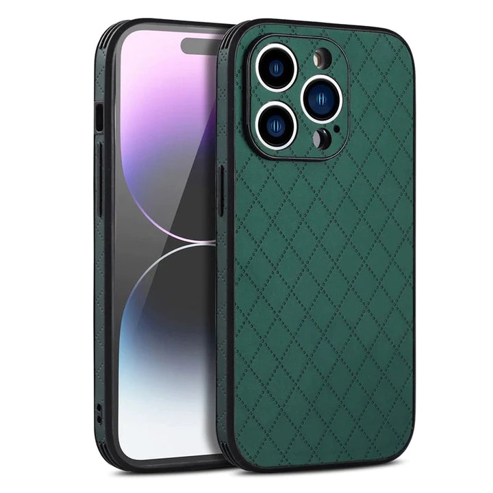 Karierte dünne Kunstleder Hülle/Case verschiedene Farben für iPhone 16, 15, 14, 13-Serie | ZITOCASES®