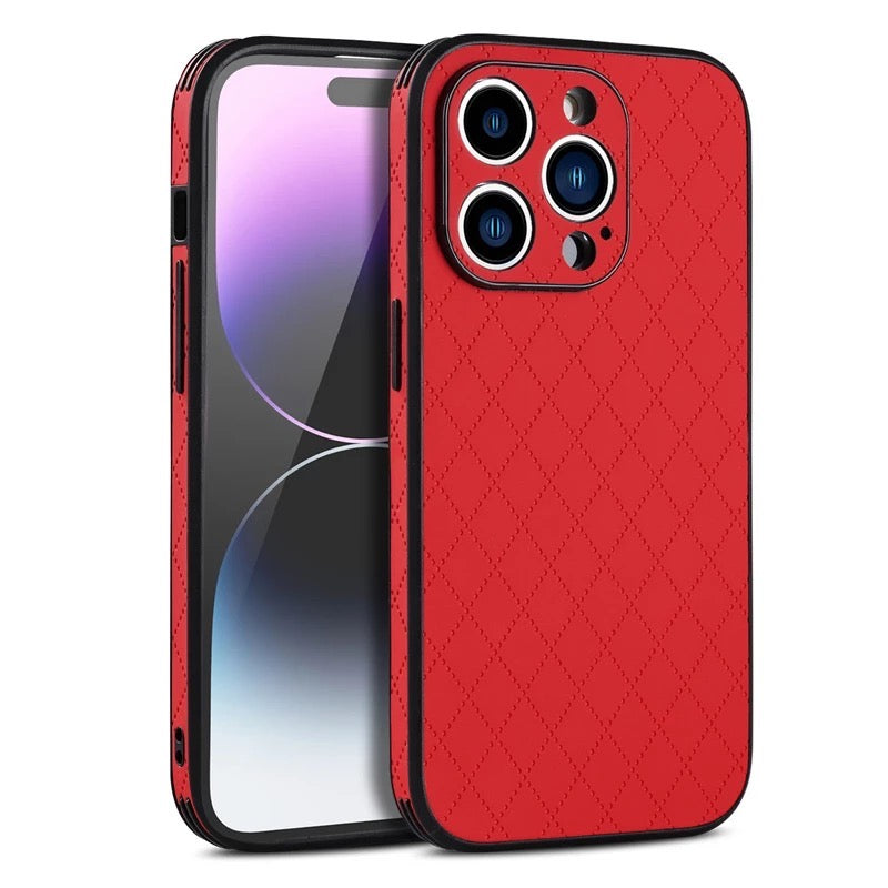 Karierte dünne Kunstleder Hülle/Case verschiedene Farben für iPhone 16, 16 Plus, 16 Pro, 16 Pro Max, 15, 15 Plus, 15 Pro, 15 Pro Max, 14, 14 Plus, 14 Pro, 14 Pro Max, 13, 13 Pro, 13 Pro Max, 13 Mini, 12, 12 Pro, 12 Pro Max, 12 Mini, SE, 11, 11 Pro | ZITOCASES®