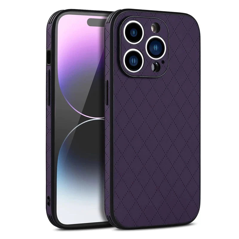 Karierte dünne Kunstleder Hülle/Case verschiedene Farben für iPhone 16, 15, 14, 13-Serie | ZITOCASES®