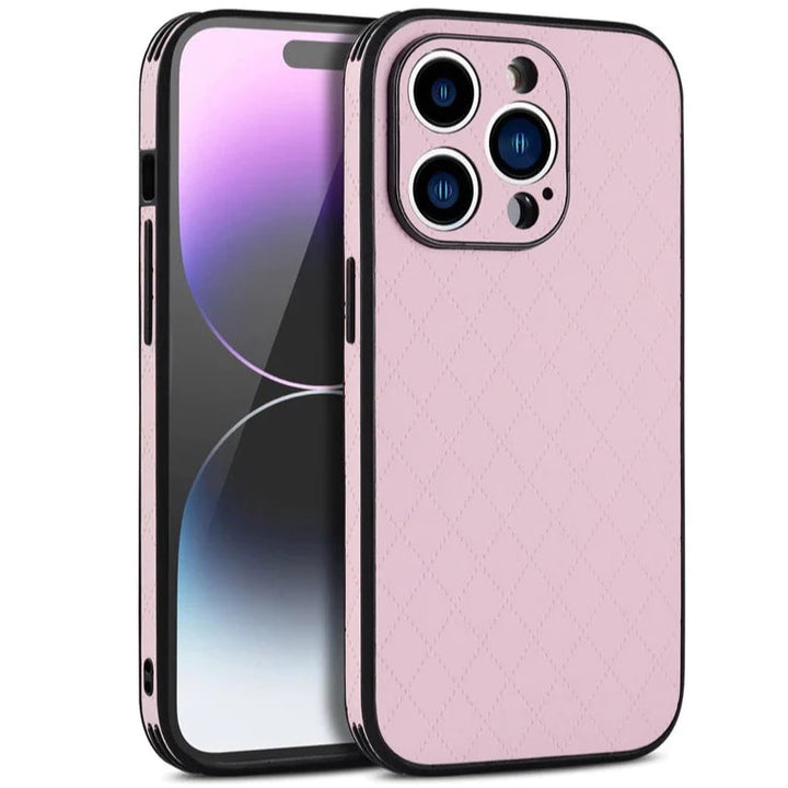 Karierte dünne Kunstleder Hülle/Case verschiedene Farben für iPhone 16, 15, 14, 13-Serie | ZITOCASES®