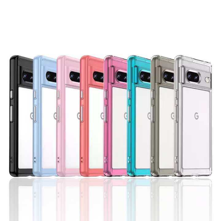 Transparente Silikon/Plastik Hülle/Case mit buntem Rahmen für Google Pixel 9, 9 Pro, 9 Pro XL, 8, 8 Pro, 8A, 7, 7 Pro, 7A, 6, 6 Pro, 6A, 5, 4, 4 XL, 4A, 3 XL, 3A, 3A XL | ZITOCASES®