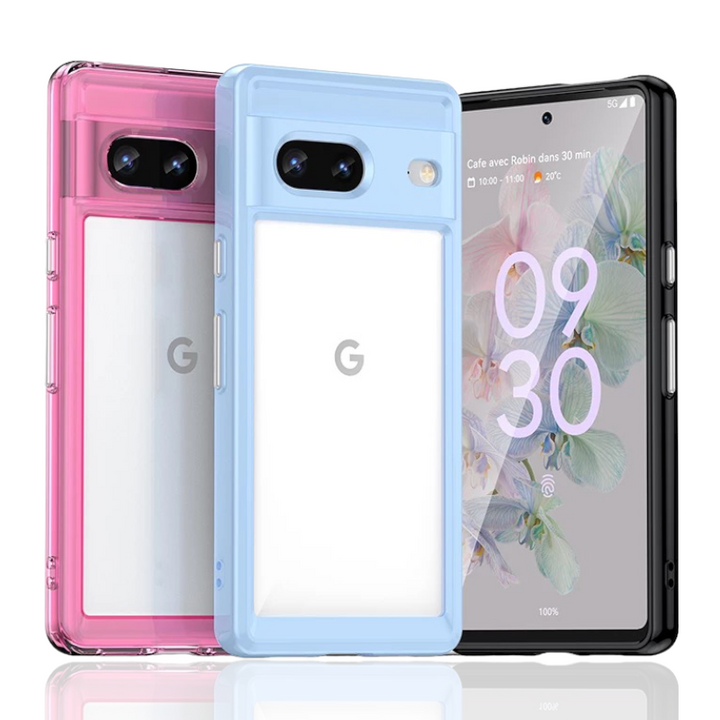 Transparente Silikon/Plastik Hülle/Case mit buntem Rahmen für Google Pixel 9, 9 Pro, 9 Pro XL, 8, 8 Pro, 8A, 7, 7 Pro, 7A, 6, 6 Pro, 6A, 5, 4, 4 XL, 4A, 3 XL, 3A, 3A XL | ZITOCASES®