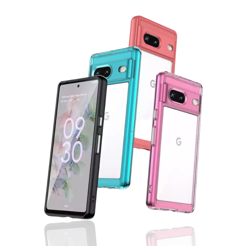 Transparente Silikon/Plastik Hülle/Case mit buntem Rahmen für Google Pixel 9, 9 Pro, 9 Pro XL, 9A, 8, 8 Pro, 8A, 7, 7 Pro, 7A, 6, 6 Pro, 6A, 5, 4, 4 XL, 4A, 3 XL, 3A, 3A XL | ZITOCASES®