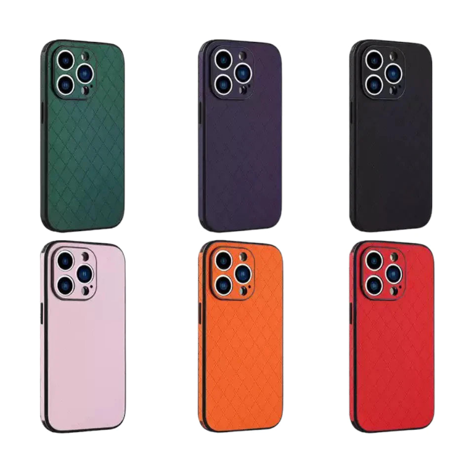 Karierte dünne Kunstleder Hülle/Case verschiedene Farben für iPhone 16, 15, 14, 13-Serie | ZITOCASES®