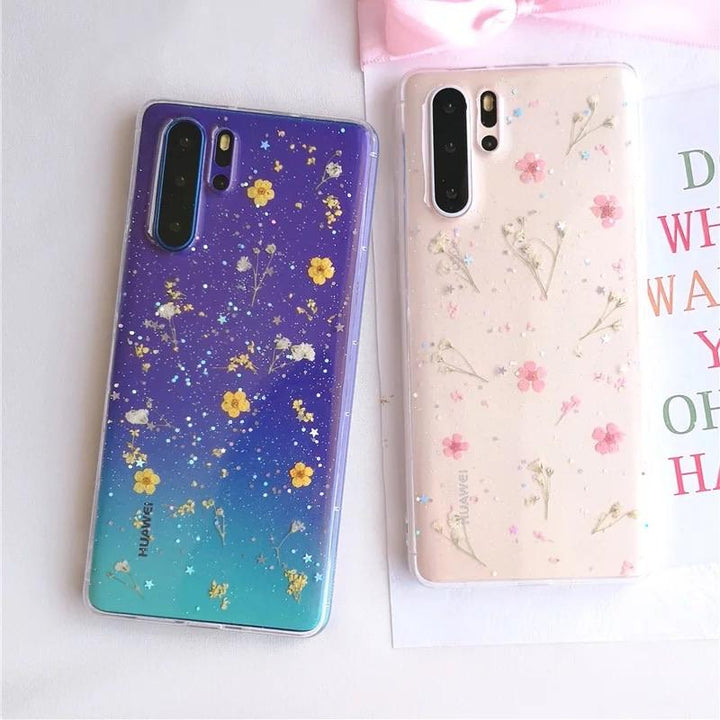 Gepresste Blumen-Blüten Hülle/Case für Huawei Pura 70, 70 Pro, 70 Ultra, P60 Pro, P50, P50 Pro, P30, P30 Pro, P20, P20 Pro, Mate 60 Pro, 50 Pro, 40 Pro, Nova 12s, 12i, 12 SE | ZITOCASES®