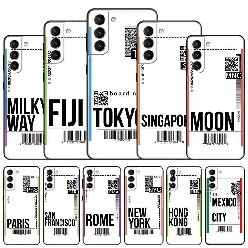 Flugticket/Reise Motiv Silikon Hülle/Case für Samsung Galaxy S25, Note-Serie | ZITOCASES®