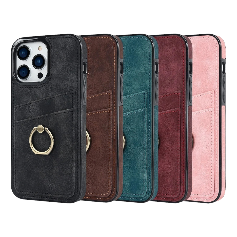 Wildleder Optik Kartenfach Hülle/Case inkl. Ring für iPhone 16, 15, 14-Serie | ZITOCASES®