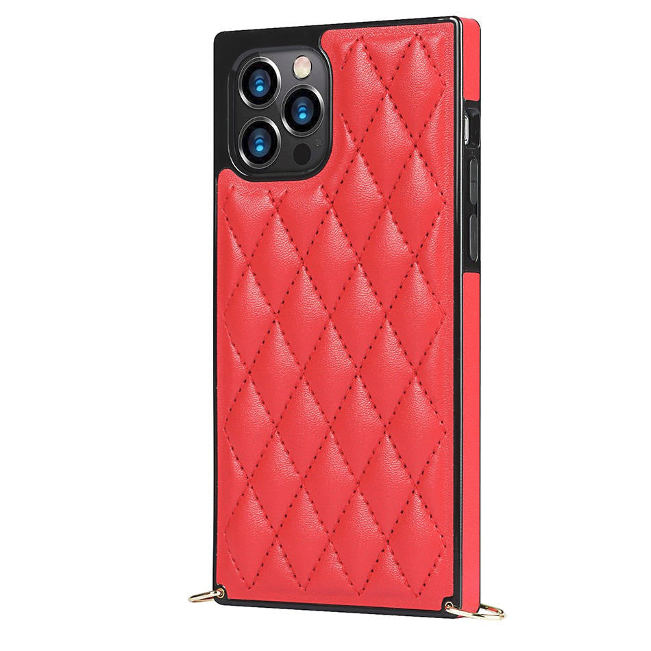 Karierte Kunstleder Hülle/Case zum Umhängen (Inkl. Edelstahl Kordel) für iPhone 16, 16 Plus, 16 Pro, 16 Pro Max, 15, 15 Plus, 15 Pro, 15 Pro Max, 14, 14 Plus, 14 Pro, 14 Pro Max, 13, 13 Pro, 13 Pro Max, 13 Mini, 12, 12 Pro, 12 Pro Max, 12 Mini, SE, 11 | ZITOCASES®