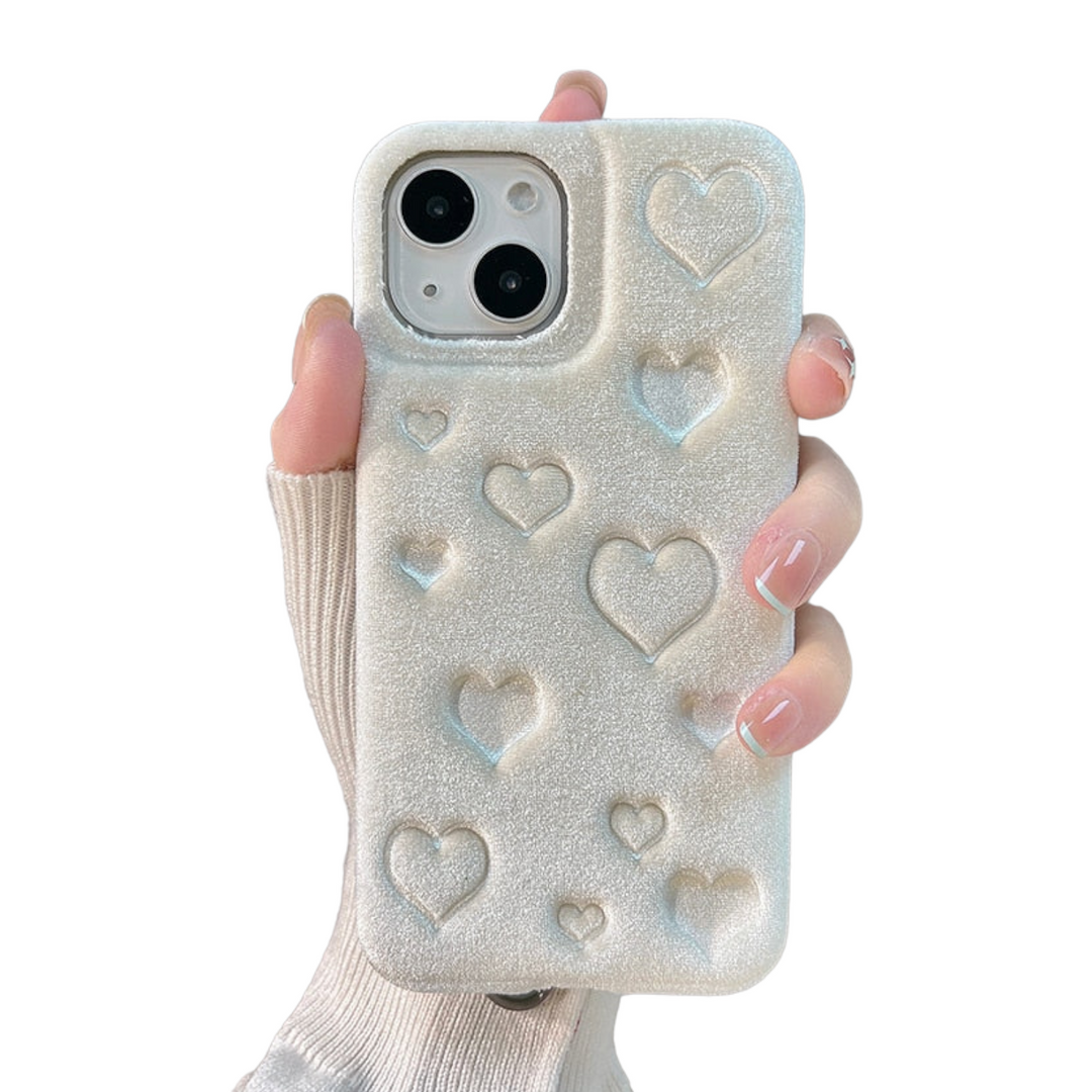 Weiche Stoff 3D Herz Hülle/Case für iPhone 16, 15, 14-Serie | ZITOCASES®