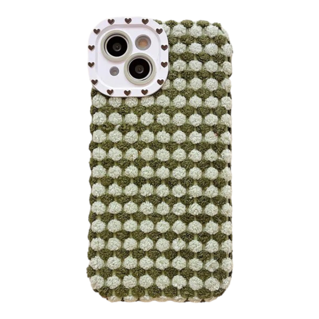 Gepunktete Stoff 3D Herz Hülle/Case für iPhone 16, 16 Plus, 16 Pro, 16 Pro Max, 15, 15 Plus, 15 Pro, 15 Pro Max, 14, 14 Plus, 14 Pro, 14 Pro Max, 13, 13 Pro, 13 Pro Max, 13 Mini, 12, 12 Pro, 12 Pro Max, 12 Mini, SE, 11, 11 Pro, 11 Pro Max | ZITOCASES®