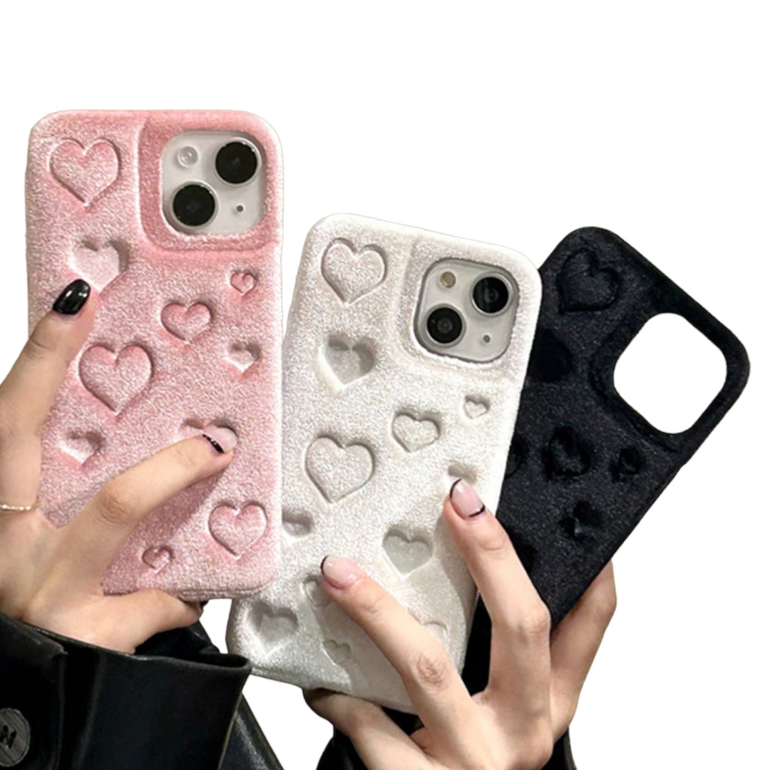 Weiche Stoff 3D Herz Hülle/Case für iPhone 16, 15, 14-Serie | ZITOCASES®