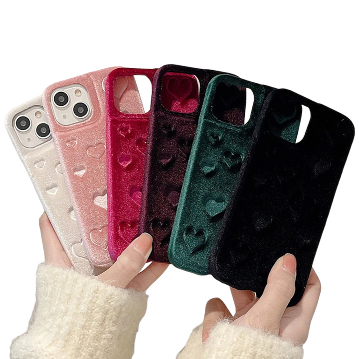 Weiche Stoff 3D Herz Hülle/Case für iPhone 16, 15, 14-Serie | ZITOCASES®