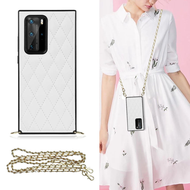 Karierte Kunstleder Hülle/Case zum Umhängen (Inkl. Edelstahl Kordel) für Huawei Nova-Serie | ZITOCASES®