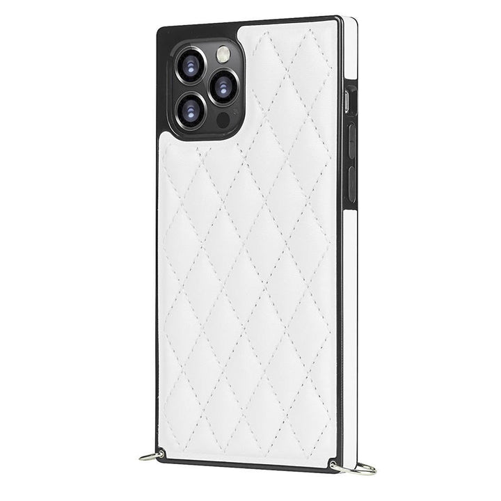 Karierte Kunstleder Hülle/Case zum Umhängen (Inkl. Edelstahl Kordel) für iPhone 16, 16 Plus, 16 Pro, 16 Pro Max, 15, 15 Plus, 15 Pro, 15 Pro Max, 14, 14 Plus, 14 Pro, 14 Pro Max, 13, 13 Pro, 13 Pro Max, 13 Mini, 12, 12 Pro, 12 Pro Max, 12 Mini, SE, 11 | ZITOCASES®