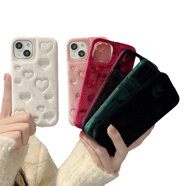 Weiche Stoff 3D Herz Hülle/Case für iPhone 16, 15, 14-Serie | ZITOCASES®